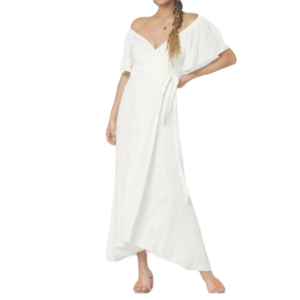 L*Space Cream Off-Shoulder High Low Dress - Picture 1 of 8
